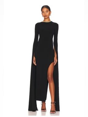 Ribbon Sleeve Gown in Black